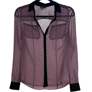 Women's A/X Armani Exchange Semi Sheer Graphic Button‎ Up Shirt XS